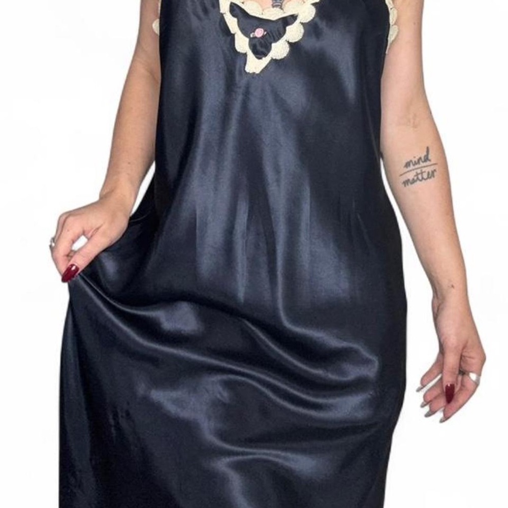 Elegant Black Satin Nightgown